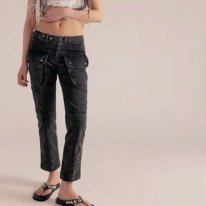 FREE PEOPLE We The Free Hot In It Moto Pants NWT Washed Black